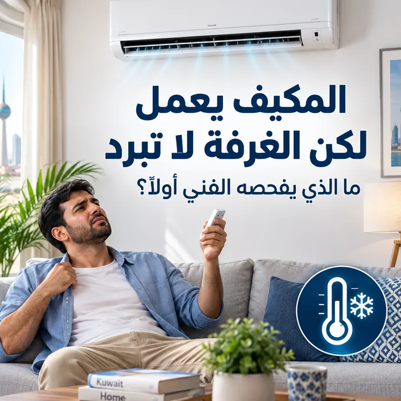 المكيف يعمل لكن الغرفة لا تبرد: ما الذي يفحصه الفني أولا؟